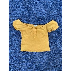 Yellow Off The Shoulder Crop Top